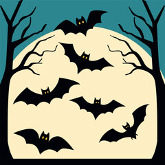 Set of Halloween Silhouettes: Flying Bats
