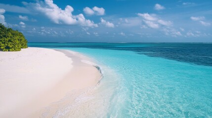 Scenery with turquoise water and white beach