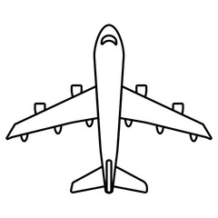 Airplane public transport top view vector simple line icon