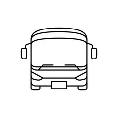 Bus public transport front view vector simple line icon