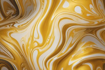 Abstract swirls of gold and white paint