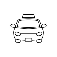Taxi public transport front view vector simple line icon