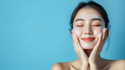 A beautiful young asian woman skincare