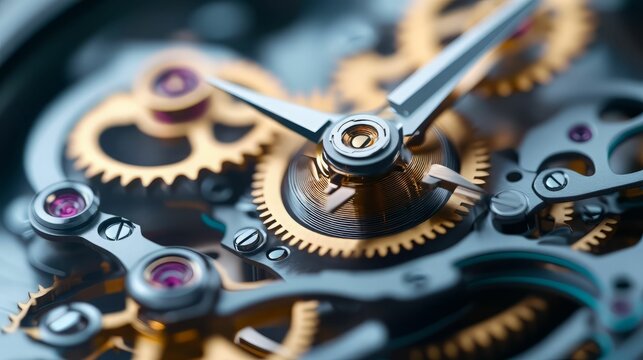 Close-up of intricate watch gears, showcasing precision and craftsmanship in watchmaking technology.