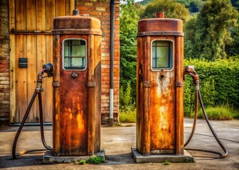 Rusty vintage gas pumps Americana nostalgia