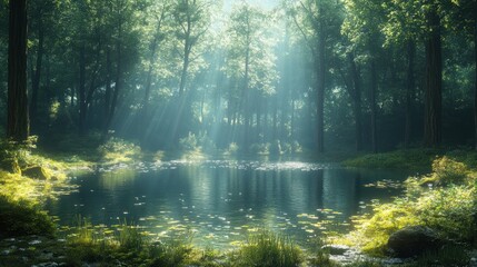 Obraz premium Mystical Forest Pond