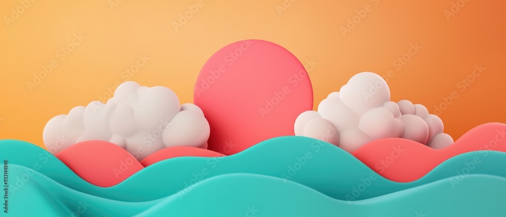 Poster dynamic cartoon scene with animated weather changes and copy space, grunge splash dust - selective f