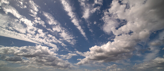 Cloud on blue sky. Pastel soft fluffy clouds with empty space. Beauty placement present promotion,...