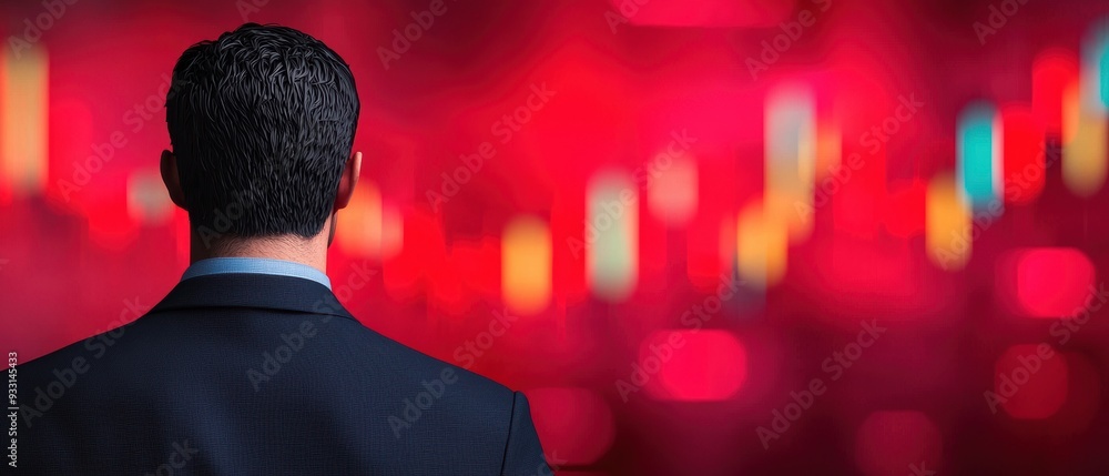 Poster dynamic trader in colorful trading environment with copy space - grunge