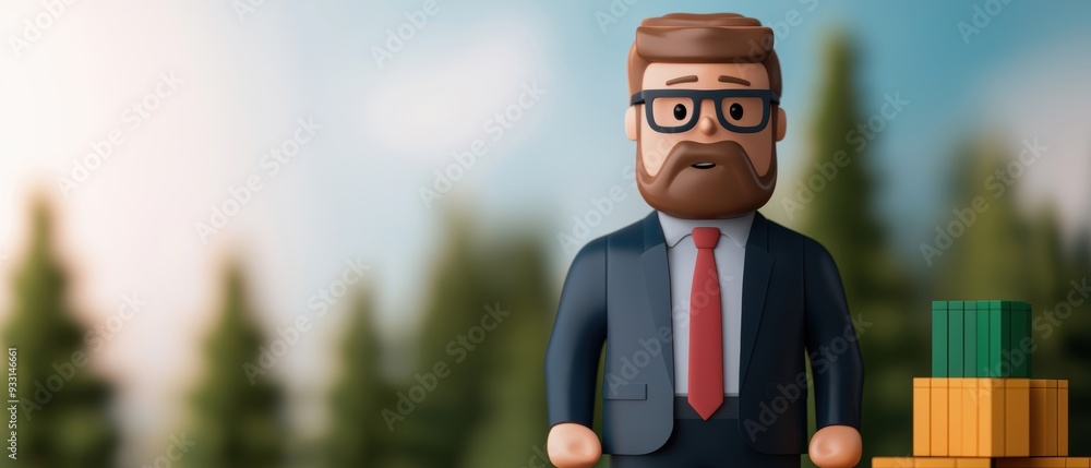 Poster cartoon character exploring value investing strategies with selective focus and grunge splash dust -