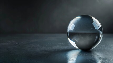 Glass Sphere on Dark Background.