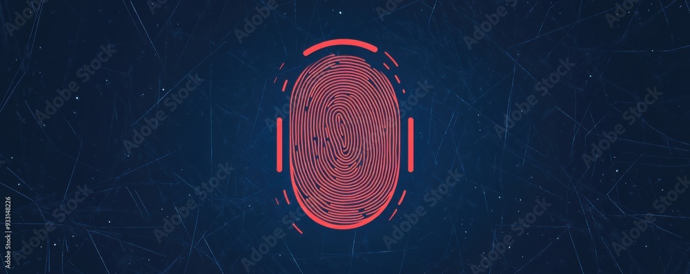 Aufkleber digital fingerprint scan icon on a futuristic background, illustrating biometric technology and secu