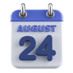 24th August Calendar Icon 3D Render