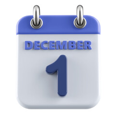 1st December Calendar Icon 3D Render