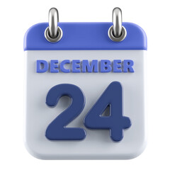 24th December Calendar Icon 3D Render