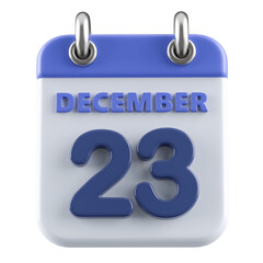 23rd December Calendar Icon 3D Render
