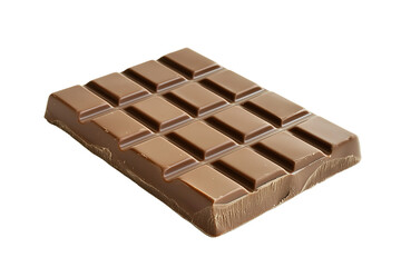 A close-up view of a delicious milk chocolate bar with smooth and glossy texture isolated PNG cutout transparent background