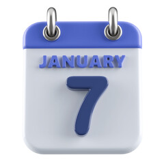 7th January Calendar Icon 3D Render
