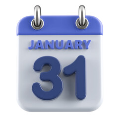 31st January Calendar Icon 3D Render