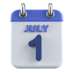 1st July Calendar Icon 3D Render