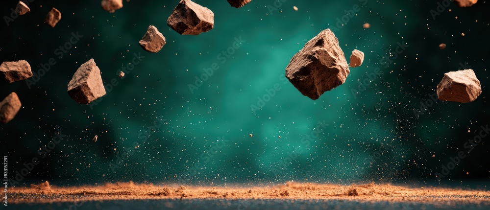Poster futuristic digital banking concept in animation with copy space, grunge splash effect