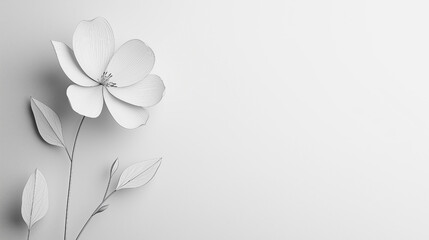 Fototapeta premium A minimalist floral background featuring a single delicate flower set against a clean, neutral backdrop.