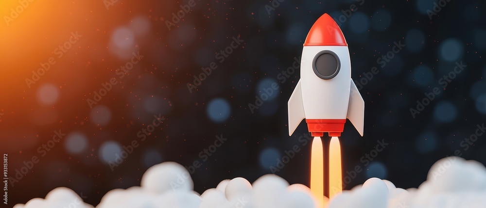 Poster futuristic of launching a successful startup in an animated world with copy space for text | grunge 