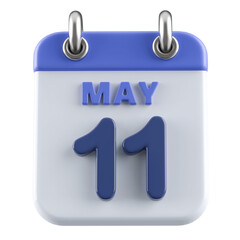11th May Calendar Icon 3D Render