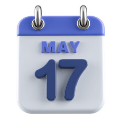 17th May Calendar Icon 3D Render