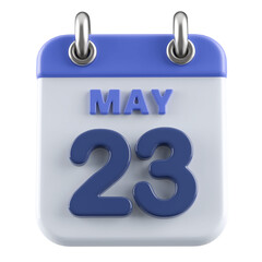 23rd May Calendar Icon 3D Render