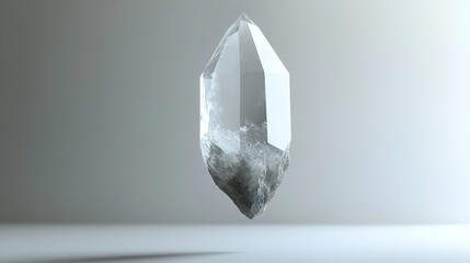A clear crystal with a rough bottom on a white background.