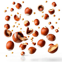 Hazelnut, hazelnuts, hazelnuts on white background, hazelbut banner,
