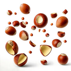 Hazelnut, hazelnuts, hazelnuts on white background, hazelbut banner,