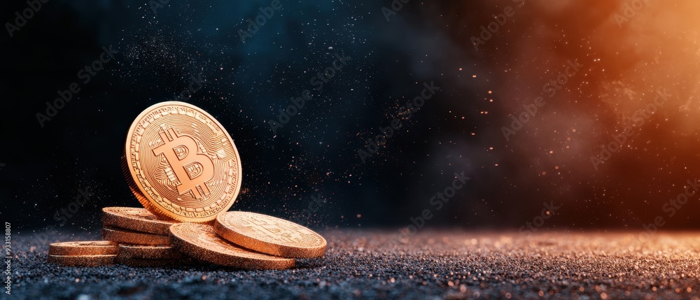 Poster digital currency revolution - of cryptocurrency as alternative investment with copy space for text i