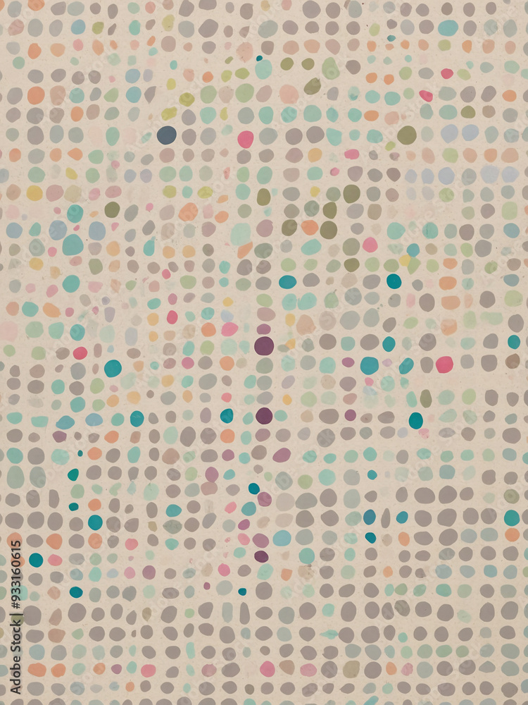 Poster aesthetic poster featuring a pattern of pastel-colored polka dots in varying sizes, scattered across