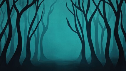 Obraz premium Dark forest, twisted trees, shadowy figures, Watercolor style
