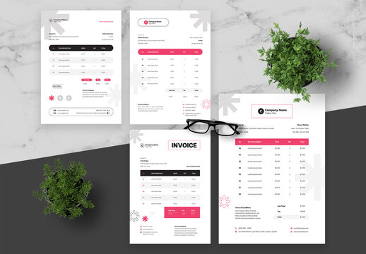 Pink And Black Modern Invoice