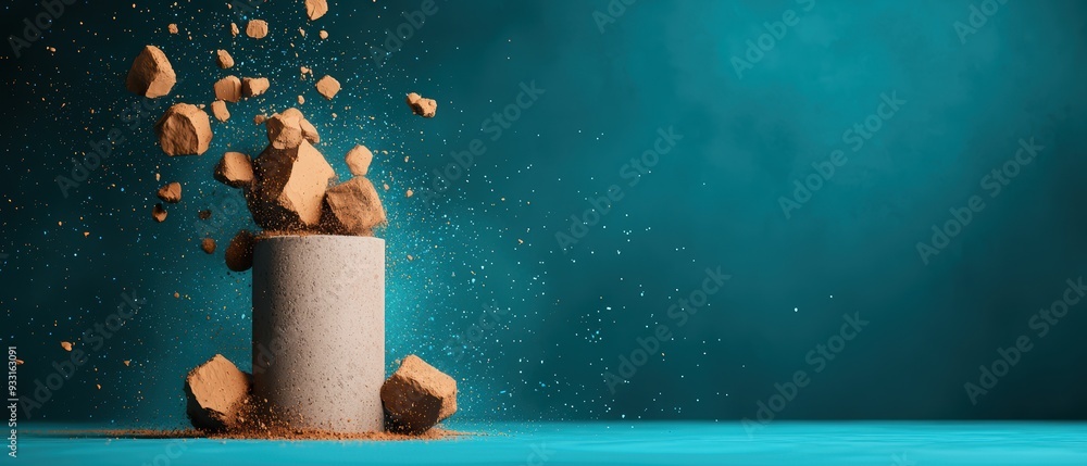Poster futuristic market analysis in animated world - selective focus with copy space for text