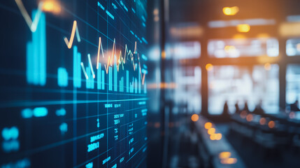 charts and graphs with statistics to analyze business potential and forecast future development of companies growth.