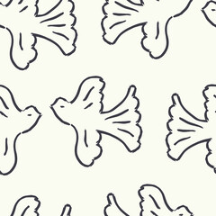 Seamless pattern of cute birds. Template for Notebook covers, pattern for wallpapers, textile etc. Doodle vector illustration. Childish naive art style