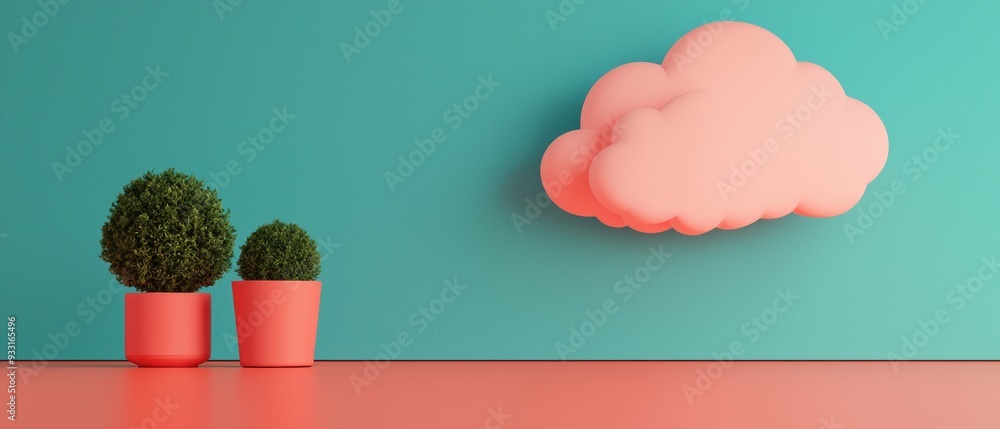 Poster embracing the future: cloud computing empowering remote work - cartoon with copy space