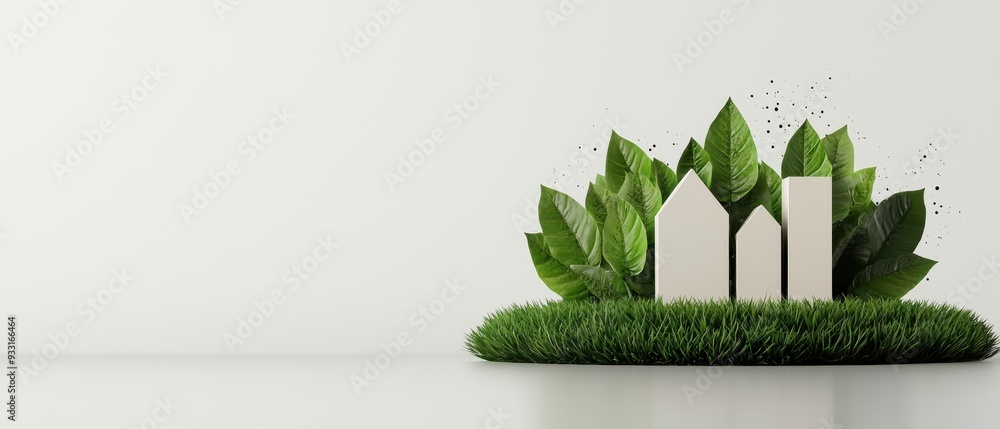 Poster futuristic green building technologies visualization with copy space in quality