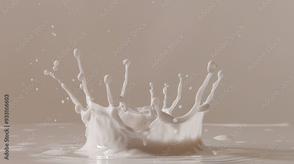 Poster a dynamic splash of milk creates an artistic display, showcasing beauty of fluid motion and texture.