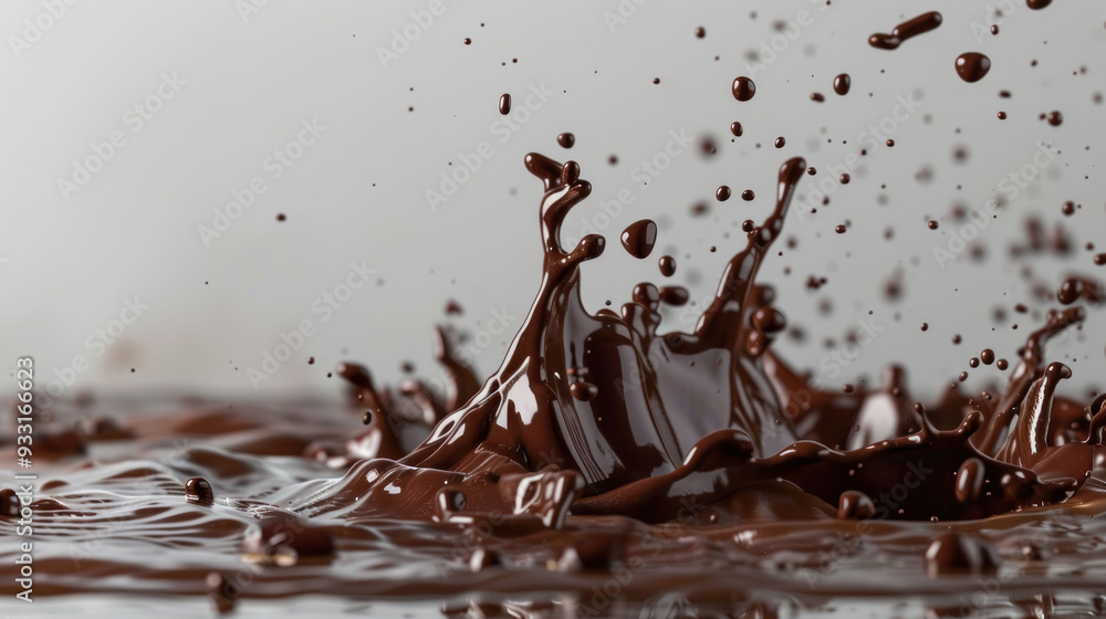 Aufkleber Rich chocolate splashes create dynamic and enticing scene, evoking sense of indulgence and delight. 