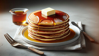stack of pancakes with jam