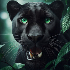 Portrait of a Black Panthe with expressive eyes