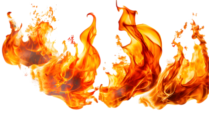 fire flames Splashes on a white isolated background. Generative AI.