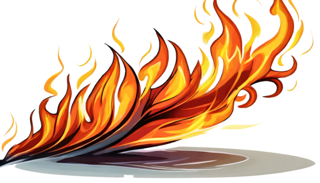 Fire Flame Elemant on a isolated on white background. Generative AI.