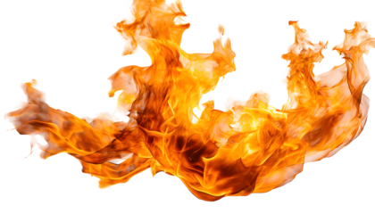 fire flames Splashes on a white isolated background. Generative AI.