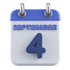 4th September Calendar Icon 3D Render